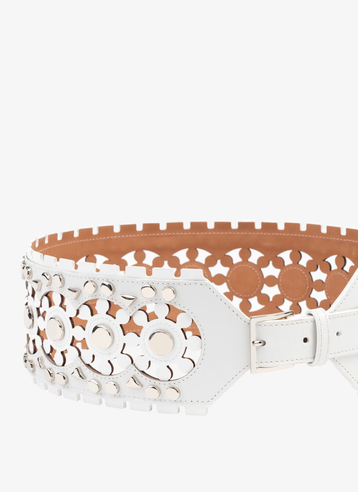 EDITION 2015 OPENWORK LEATHER BELT ALAÏA OPTIC WHITE EDITION 2015 OPENWORK LEATHER BELT